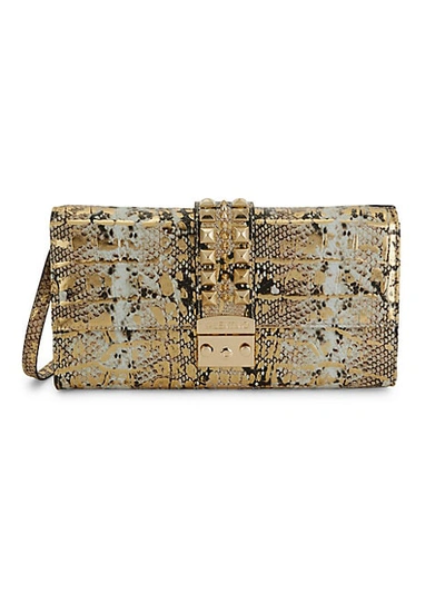 Valentino By Mario Valentino Cocotte Embossed Snakeskin Leather Crossbody Bag In Gold