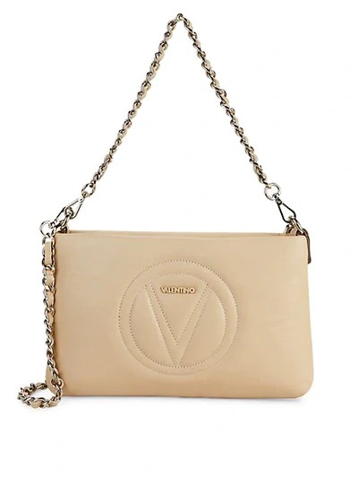Valentino By Mario Valentino Vanille Savauge Leather Convertible Crossbody Bag In Macadamia
