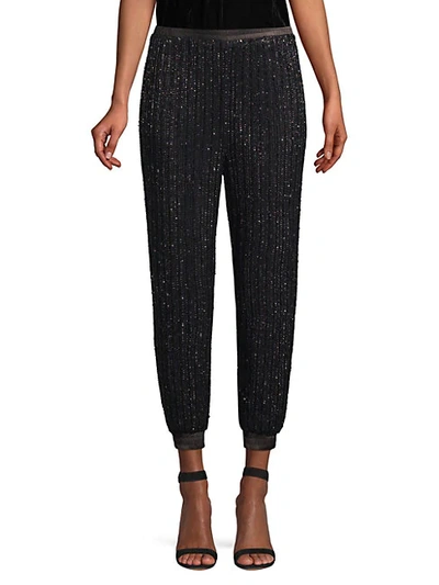 Parker Stephanie Beaded Jogger Trousers In Black