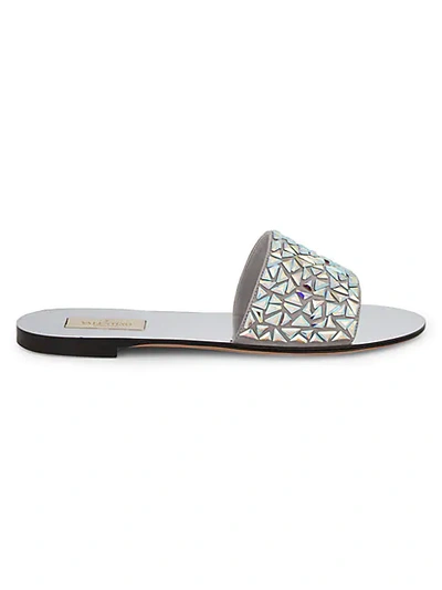 Valentino Garavani Triangle Crystal Embellished Sandal In Crystal Aurora Boreale