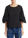 SEE BY CHLOÉ EMBROIDERED COTTON BLOUSE,0400011539385