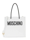 Moschino Logo Leather Tote In Print White