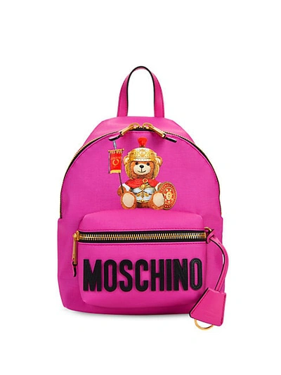 Moschino Bear Leather Backpack In Pink