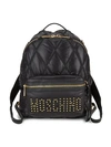 MOSCHINO STUDDED LOGO QUILTED BACKPACK,0400011852423
