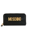 MOSCHINO WOMEN'S PEBBLED LEATHER ZIP-AROUND WALLET,0400011921065