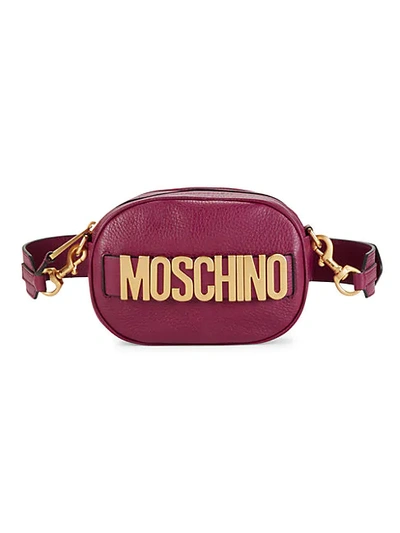 Moschino Logo Leather Belt Bag In Violet
