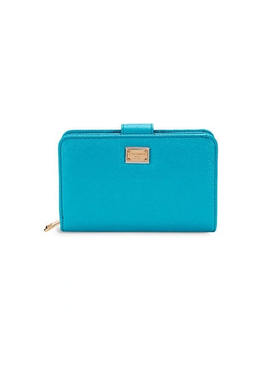 Dolce & Gabbana Bifold Leather Wallet In Light Blue