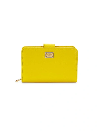 Dolce & Gabbana Bifold Leather Wallet In Lemon Yellow