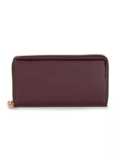 Alexander Mcqueen Patent Leather Continental Wallet In Bordeaux