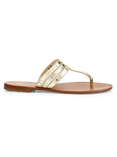Kate Spade Carol Spades Studded Leather Sandals In Pale Gold
