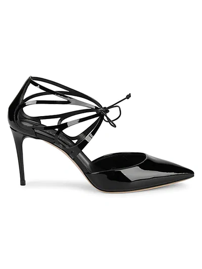 Casadei Ankle-tie Patent Leather Pumps In Black