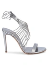 CASADEI METALLIC LEATHER MULTI-STRAP LACE-UP SANDALS,0400012088185