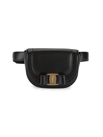 Ferragamo Vara Rw Leather Belt Bag In Nero