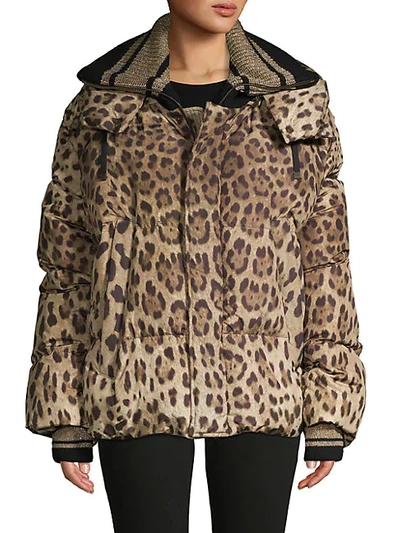 Dolce & Gabbana Oversized Leopard Down Puff Jacket