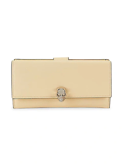 Alexander Mcqueen Pebbled Leather Continental Wallet In Light Yellow