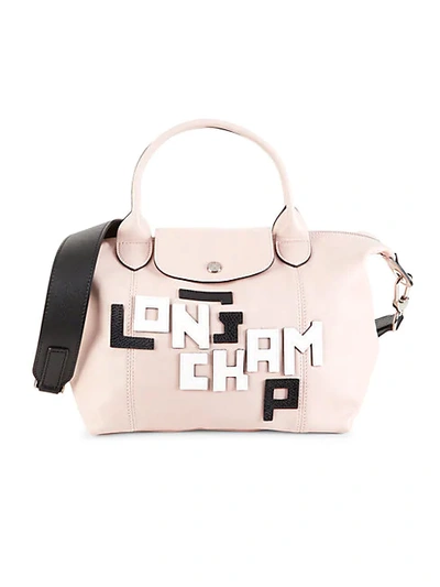 Longchamp Le Pliage Leather Top Handle Bag In Pink