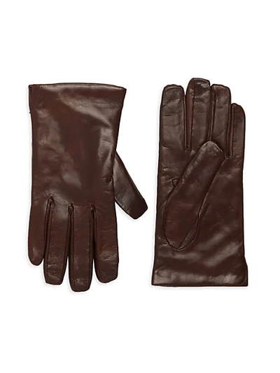 Portolano Wool-lined Leather Gloves In Bark