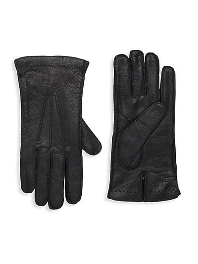 Portolano Cashmere-lined Leather Gloves In Black