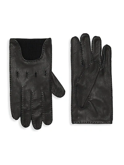 Portolano Merino Wool-lined Leather Gloves In Black