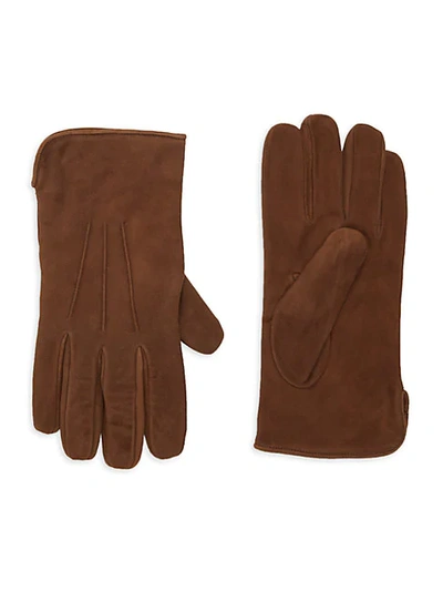 Portolano Men's Shearling-lined Suede Gloves In Bark