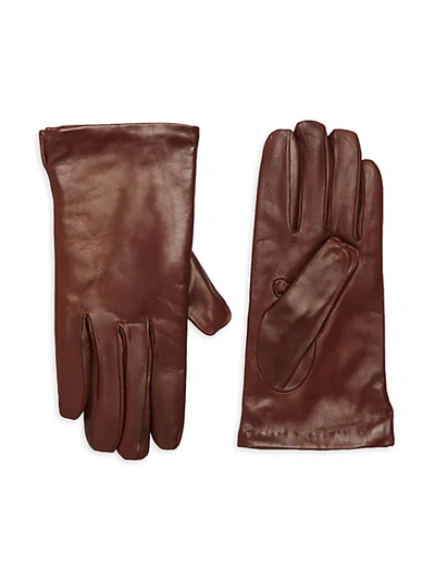 Portolano Wool-lined Leather Gloves In Brown