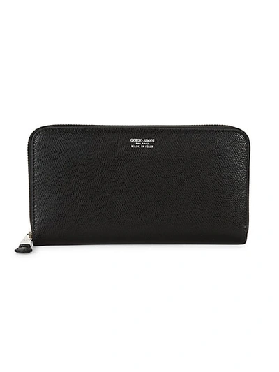 Giorgio Armani Leather Zip-around Long Wallet In Black