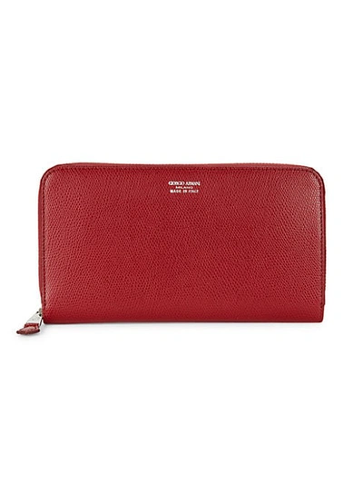 Giorgio Armani Coated Leather Zip-around Long Wallet In Red