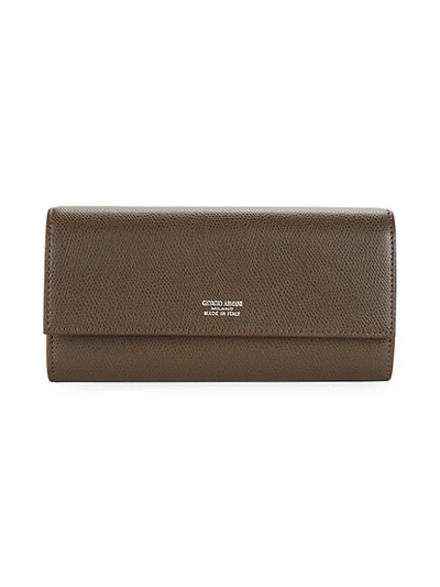 Giorgio Armani Textured Continental Wallet In Grey