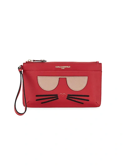 Karl Lagerfeld Choupette Wristlet In Crimson