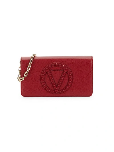 Valentino By Mario Valentino Serena Studded Leather Wallet-on-chain In Red