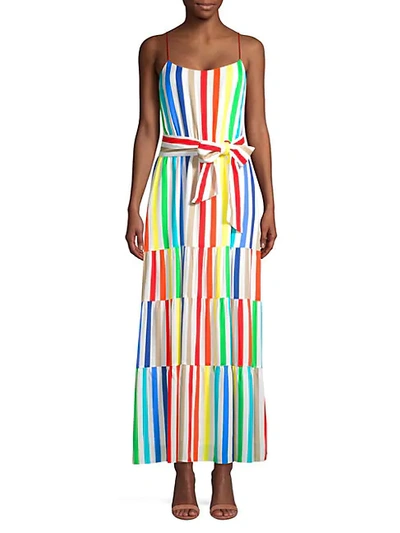 Alice And Olivia Janan Striped Maxi Dress In Rainbow Stripes