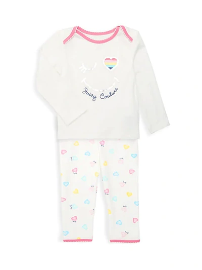 Juicy Couture Baby Girl's 2-piece Cotton-blend Top & Pants Set In White Multi