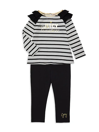 Juicy Couture Baby Girl's 2-piece Cotton-blend Top & Pants Set In Black Stripe