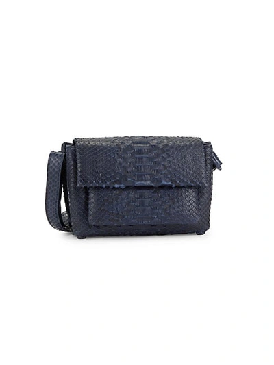 Nancy Gonzalez Python Leather Shoulder Bag In Blue