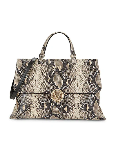 Valentino By Mario Valentino Olimpia Snakeskin-embossed Leather Messenger Bag In Natural