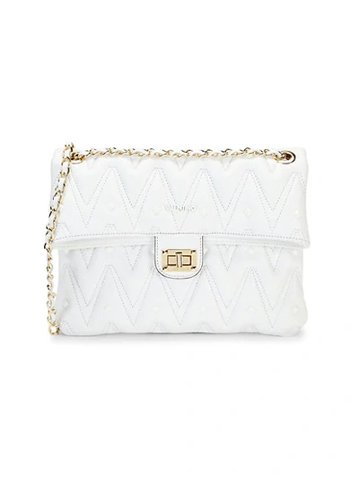 Valentino By Mario Valentino Souris D Sauvage Studded Leather Shoulder Bag In White