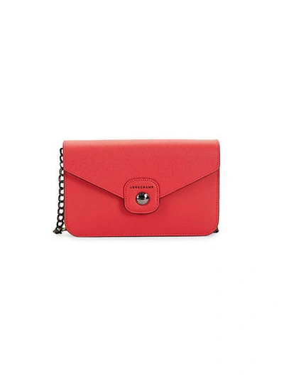 Longchamp Leather Shoulder Bag In Red