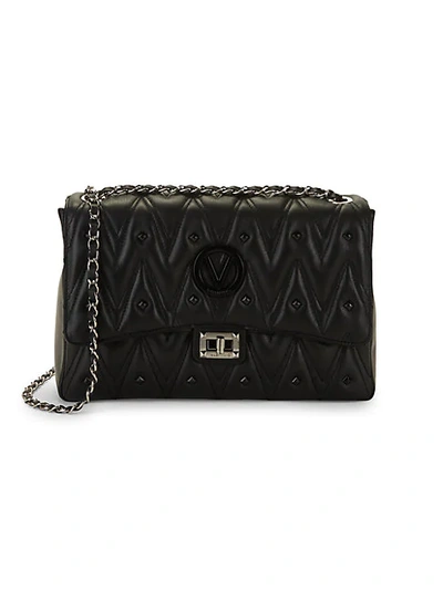 Valentino By Mario Valentino Posh D Sauvage Rockstud Chevron Leather Shoulder Bag In Black