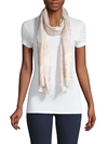 Vince Camuto Palm-print Fringed Scarf In Clay