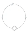 Nephora Women's 14k White Gold & Diamonds Curvy Open Clover Bracelet