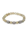 BAVNA LABRADORITE & TEXTURED STERLING SILVER BEADED BRACELET,0400010425746