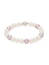 BELPEARL STERLING SILVER & 8MM-9MM MULTICOLORED OFF-ROUND FRESHWATER PEARL BRACELET,0400010694428