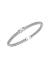 Alor Stainless Steel, 18k White Gold & Diamond Cuff Bracelet