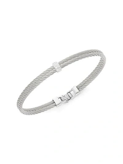 Alor 18k White Gold, Stainless Steel & Diamond Bracelet