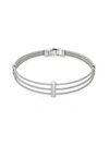 Alor 14k White Gold, Stainless Steel & Diamond 3-row Bracelet