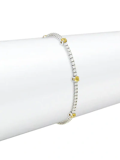 Nephora 14k White Gold, Yellow Sapphire & White Diamond Bracelet