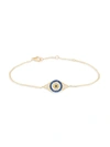 SAKS FIFTH AVENUE 14K YELLOW GOLD SAPPHIRE & DIAMOND EVIL EYE CHARM BRACELET,0400011925161