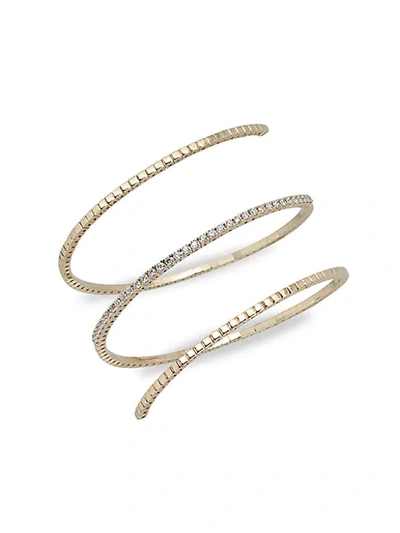 Saks Fifth Avenue 14k Yellow Gold & White Diamond Wrap Bangle Bracelet