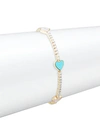 SAKS FIFTH AVENUE 14K YELLOW GOLD, DIAMOND, TURQUOISE & MOTHER-OF-PEARL HEART BRACELET,0400011925303