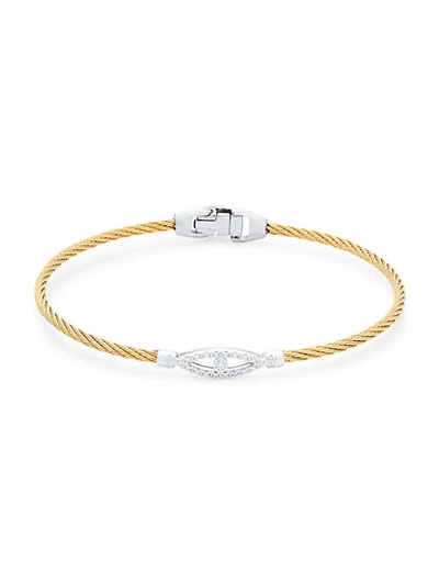 Alor 18k White Gold & Stainless Steel Diamond Evil Eye Rope Bracelet